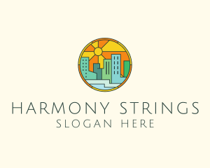 Sunshine Cityscape Stained Glass logo design