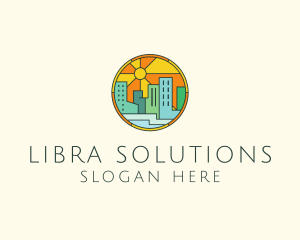 Sunshine Cityscape Stained Glass logo design