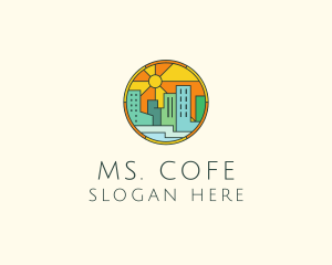 Sunshine Cityscape Stained Glass logo design