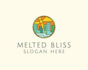 Sunshine Cityscape Stained Glass logo design