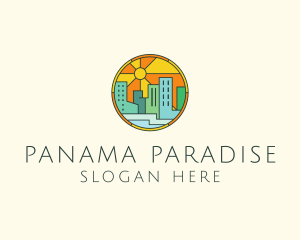 Sunshine Cityscape Stained Glass logo design