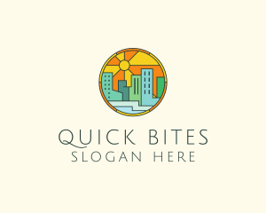 Sunshine Cityscape Stained Glass logo design