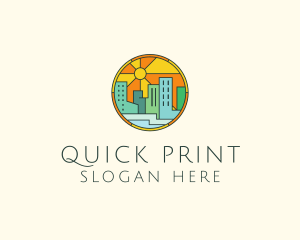 Sunshine Cityscape Stained Glass logo design