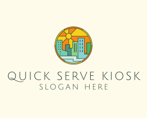 Sunshine Cityscape Stained Glass logo design