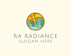 Sunshine Cityscape Stained Glass logo design