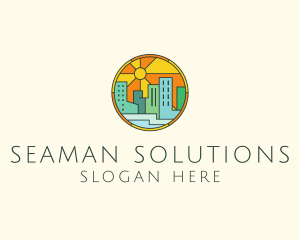 Sunshine Cityscape Stained Glass logo design