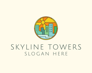 Sunshine Cityscape Stained Glass logo design