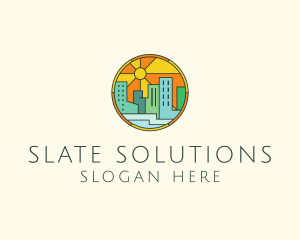 Sunshine Cityscape Stained Glass logo design