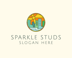 Sunshine Cityscape Stained Glass logo design