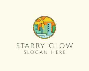 Sunshine Cityscape Stained Glass logo design