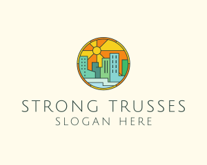 Sunshine Cityscape Stained Glass logo design