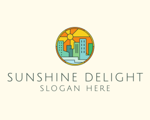 Sunshine Cityscape Stained Glass logo design