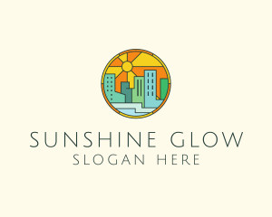 Sunlight - Sunshine Cityscape Stained Glass logo design