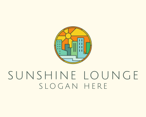 Sunshine Cityscape Stained Glass logo design