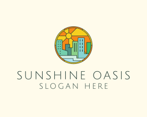 Sunshine Cityscape Stained Glass logo design