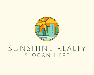 Sunshine Cityscape Stained Glass logo design