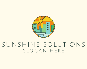 Sunlight - Sunshine Cityscape Stained Glass logo design