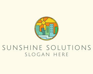 Sunshine Cityscape Stained Glass logo design