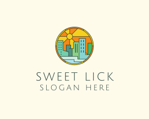 Sunshine Cityscape Stained Glass logo design