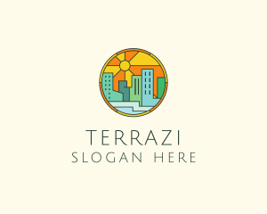 Sunshine Cityscape Stained Glass logo design