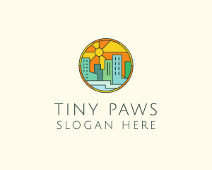 Sunshine Cityscape Stained Glass logo design