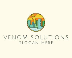 Sunshine Cityscape Stained Glass logo design