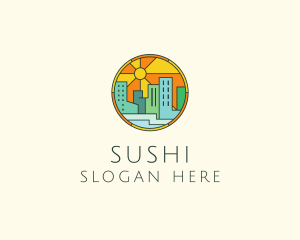 Sunshine Cityscape Stained Glass logo design