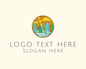 Sunlight - Sunshine Cityscape Stained Glass logo design