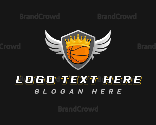 Basketball Crown Wings Logo