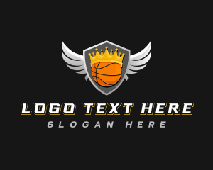 Hoops - Basketball Crown Wings logo design