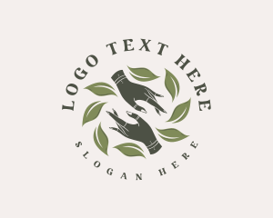 Herb - Skincare Leaf Hand logo design