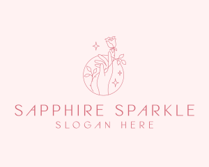 Rose Sparkling Hand logo design