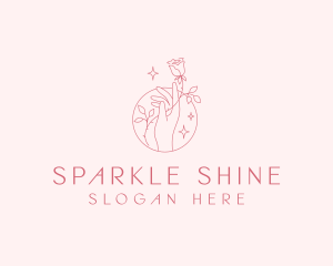 Rose Sparkling Hand logo design