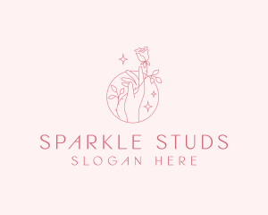 Rose Sparkling Hand logo design