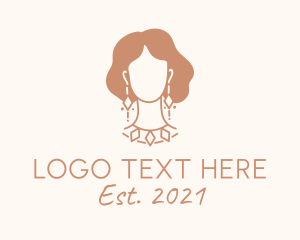 Lifestyle Blogger - Diamond Necklace Jewelry Lady logo design