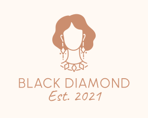 Diamond Necklace Jewelry Lady logo design