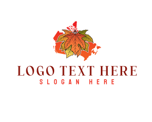 Map - Canadian Maple Leaves logo design