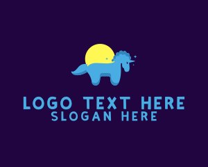 Horse - Blue Little Unicorn logo design