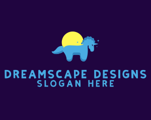 Fictional - Blue Little Unicorn logo design