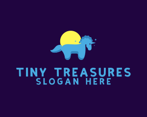 Small - Blue Little Unicorn logo design