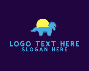Small - Blue Little Unicorn logo design