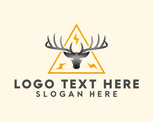 Triangle - Lightning Wildlife Reindeer logo design
