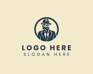 Man - Gentleman Fedora Hat logo design