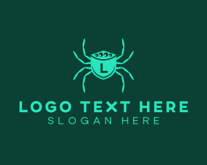 Spider Web - Tech Spider Shield logo design