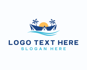 Beach Club - Palm Tree Resort logo design