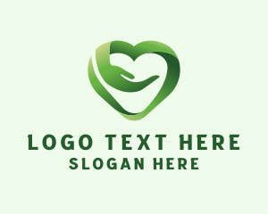 Health Care - Green Care Heart Support logo design
