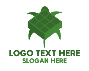Animal - Green Turtle Cube logo design