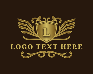 Upmarket - Luxury Shield Wings logo design