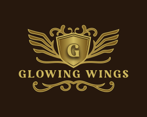 Upscale Shield Wings logo design