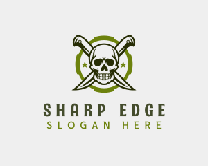 Skull Knife Blade logo design